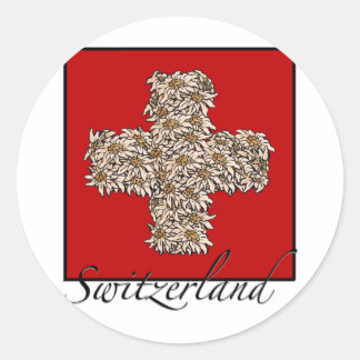 Schweizer Edelweiss Kreuz Runder Aufkleber