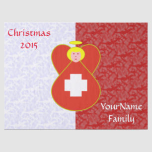 Schweizer Engelflagge Rot-Weiß-Personalisiert Seidenpapier