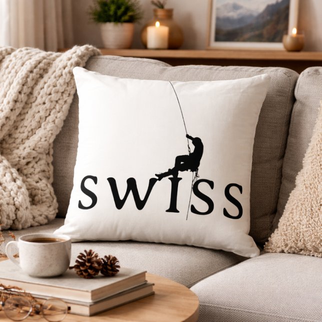 Schweizer Felsenkletter-Silhouette Minimalist Kissen (Von Creator hochgeladen)