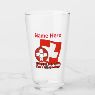 Schweizer Flagge Fußball Rot Personalisierter Name Glas