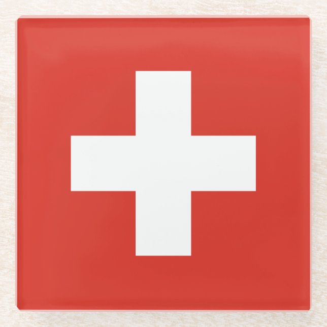 Schweizer Flagge Glasuntersetzer (Vorderseite)
