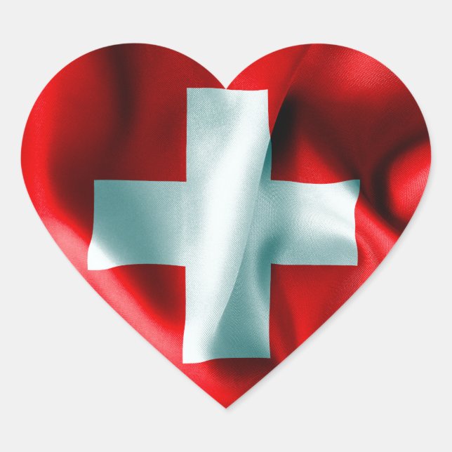 Schweizer Flagge Herz-Aufkleber (Vorderseite)