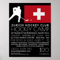 Schweizer Flagge, Hockeyspieler, Campingwerbung