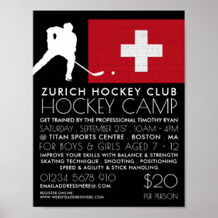Schweizer Flagge, Hockeyspieler, Campingwerbung Poster