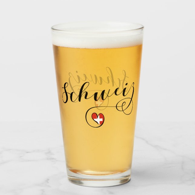 Schweizer Flagge im Herzen, Schweiz, Schweiz Glas (Rückseite (gefüllt))