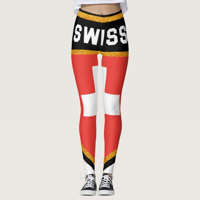 Schweizer Flagge Leggings (Vorderseite)