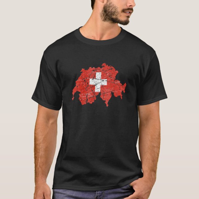 Schweizer Flagge mit Schweizer Landkarte Not T-Shirt (Vorderseite)