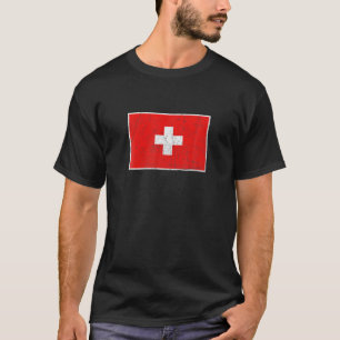 Schweizer Flagge mit Vintager Schweizer Landesfarb T-Shirt