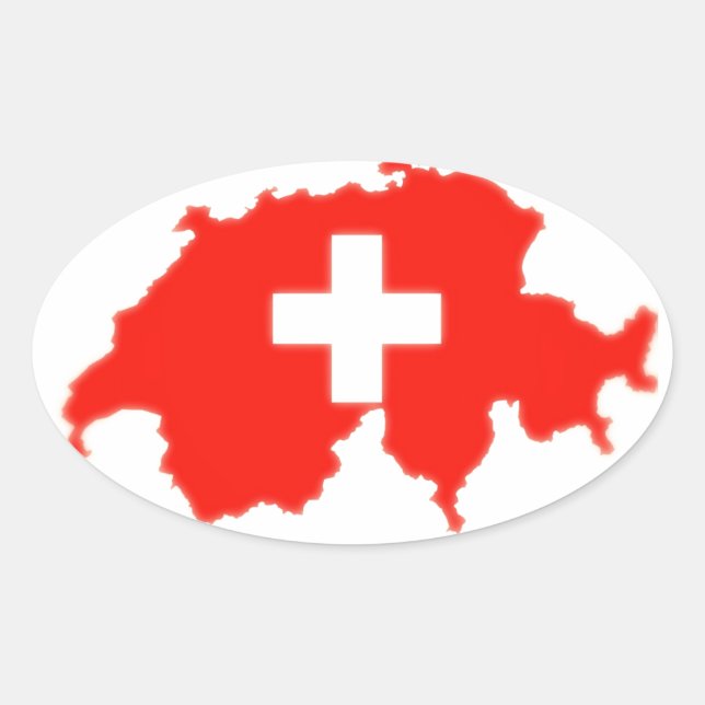 Schweizer Flagge Ovaler Aufkleber (Vorderseite)