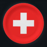Schweizer Flagge Pappteller<br><div class="desc">Schweizer Flagge</div>