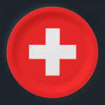 Schweizer Flagge Pappteller<br><div class="desc">Schweizer Flagge</div>