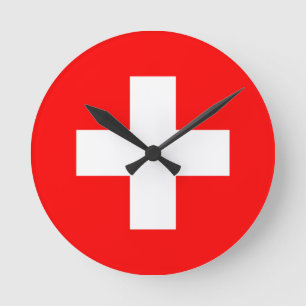 Schweizer Flagge Runde Wanduhr