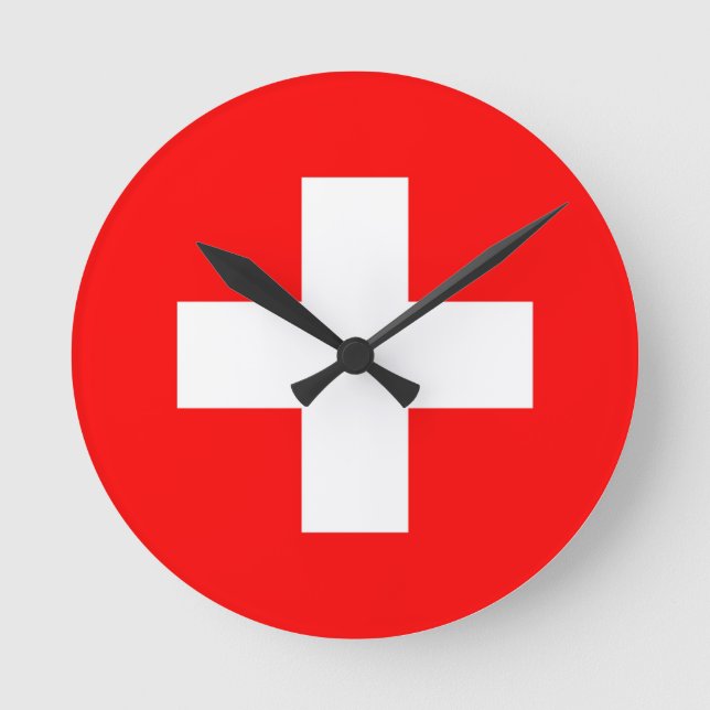 Schweizer Flagge Runde Wanduhr (Vorderseite)