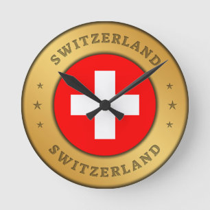 Schweizer Flagge Runde Wanduhr