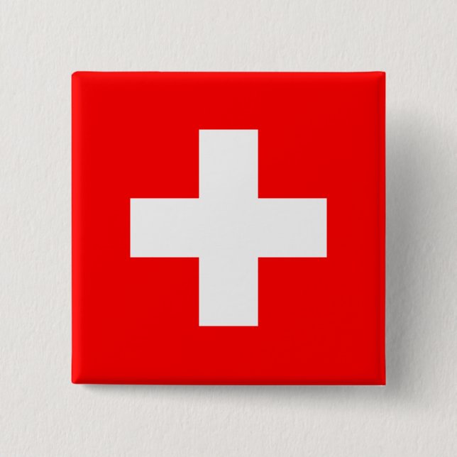 Schweizer Flagge (Schweiz) Button (Vorderseite)