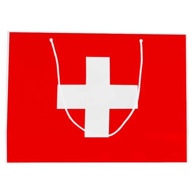 Schweizer Flagge (Schweiz) Große Geschenktüte (Rückseite)