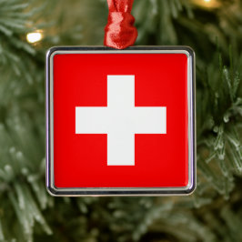 Schweizer Flagge (Schweiz) Keramik Ornament Aus Metall