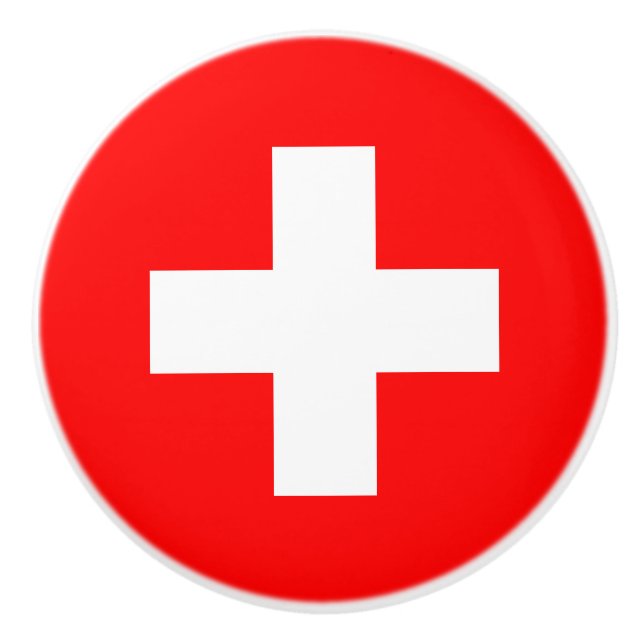 Schweizer Flagge (Schweiz) Keramikknauf (Vorderseite)