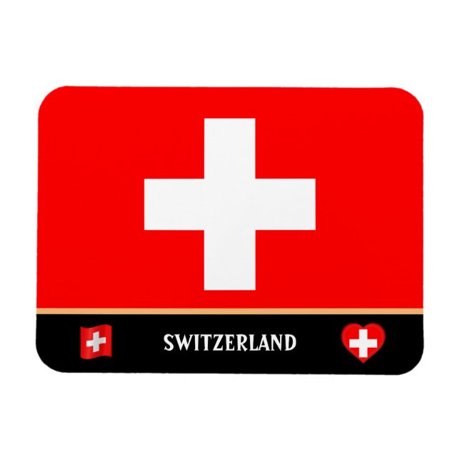 Schweizer Flagge / Schweiz Magnet (Horizontal)