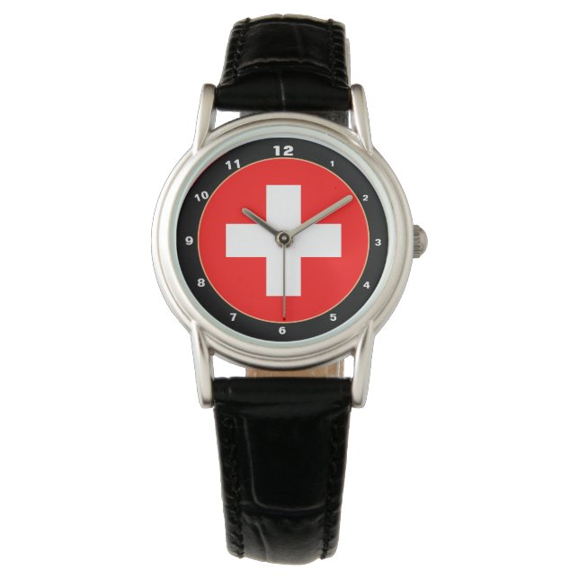 Schweizer Flagge & Schweiz Modepatrioten /sport Armbanduhr (Vorderseite)