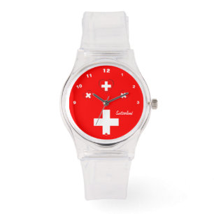 Schweizer Flagge & Schweiz Modepatriotin /sport Armbanduhr
