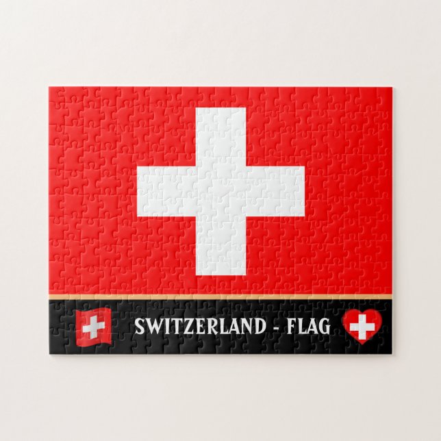 Schweizer Flagge / Schweiz Puzzle (Horizontal)