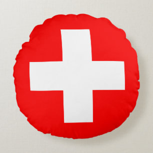 Schweizer Flagge (Schweiz) Rundes Kissen