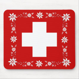Schweizer Flagge und Edelweiß 2 Mousepad
