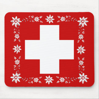 Schweizer Flagge und edelweiss 2 Mousepad
