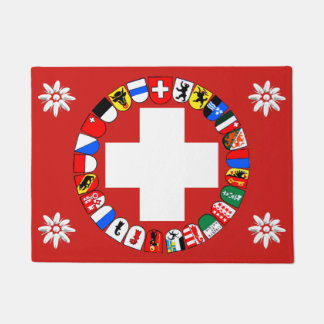 Schweizer Flagge und edelweiss Fußmatte