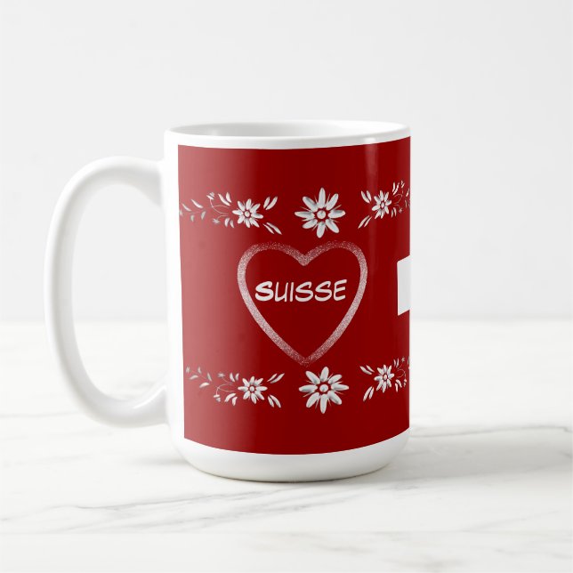Schweizer Flagge und edelweiss Kaffeetasse (Links)