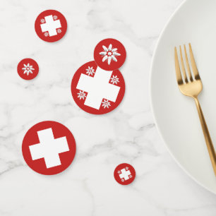 Schweizer Flagge und edelweiss Konfetti