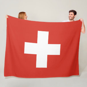 Schweizer Flagge - weißes Kreuz Fleecedecke