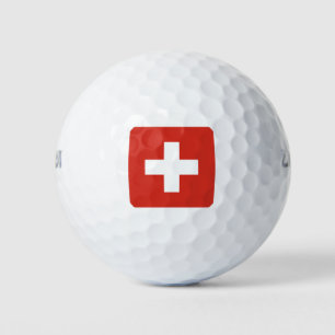 Schweizer Flagge - weißes Kreuz Golfball