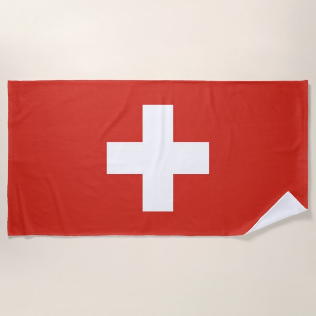 Schweizer Flagge - weißes Kreuz Strandtuch (Vorderseite)
