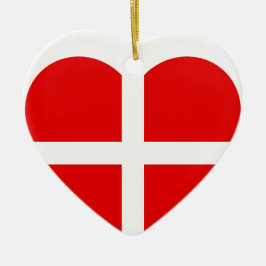 Schweizer Flaggenherz Keramik Ornament