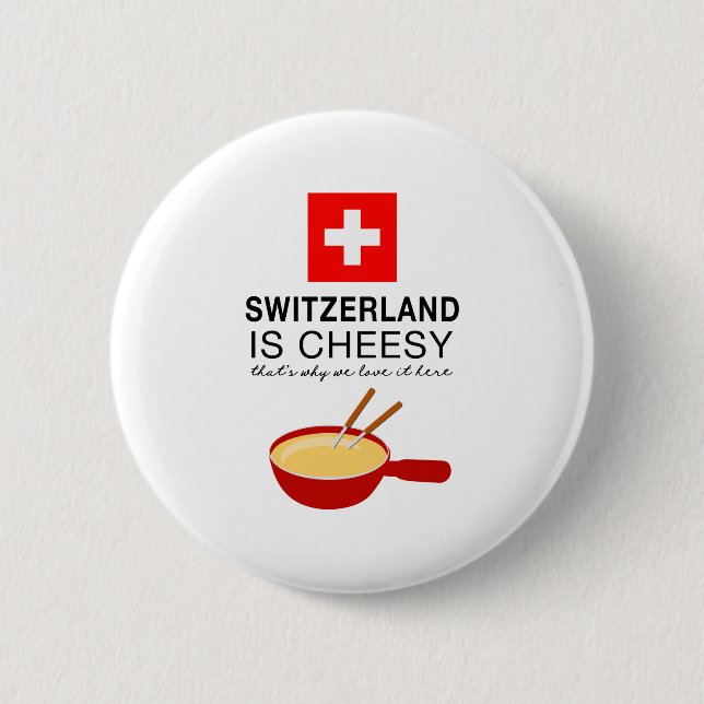 Schweizer Fondue lustig Button (Vorderseite)