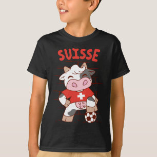 Schweizer Fussballkuh Fussballfan Schweiz Flagge T T-Shirt