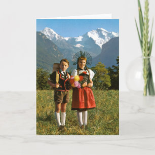 Schweizer Junge und Mädchen Karte