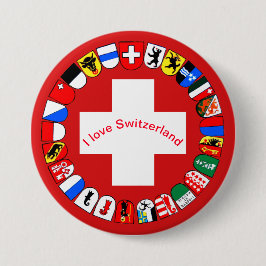 Schweizer Kantone und Flagge Button