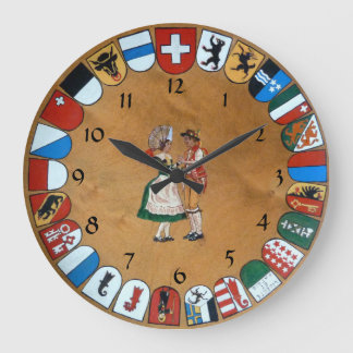 Schweizer Kantone und Kostüme Große Wanduhr