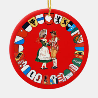 Schweizer Kantone und Tänzer Keramik Ornament