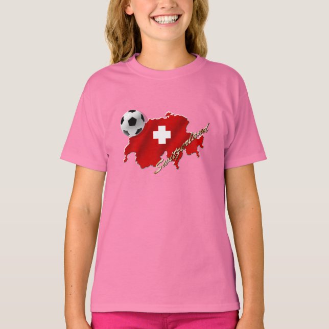 Schweizer Karte Schweizer Fußballgeschenke T-Shirt (Vorderseite)