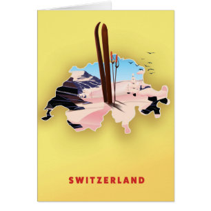 Schweizer Karte Skisporttplakat