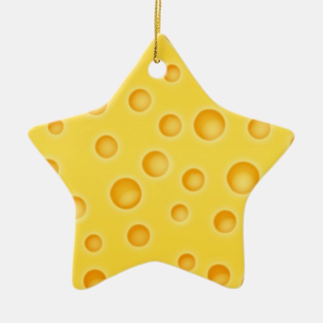 Schweizer Käse Cheezy Beschaffenheits-Muster Keramik Ornament (Vorne)