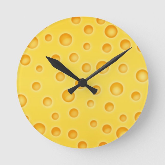 Schweizer Käse Cheezy Texturmuster Runde Wanduhr (Vorderseite)