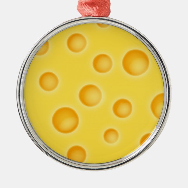 Schweizer Käse Cheezy Texturmuster Silbernes Ornament (Vorne)