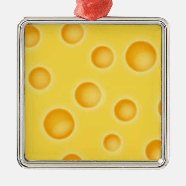 Schweizer Käse Cheezy Texturmuster Silbernes Ornament (Vorne)