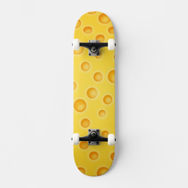 Schweizer Käse Cheezy Texturmuster Skateboard (Vorderseite)