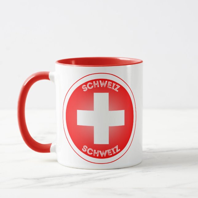 Schweizer Kreuz Schweiz Kreisform  Tasse (Links)